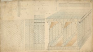 overdekte ijzeren traliekokerbrug, ca. 1865